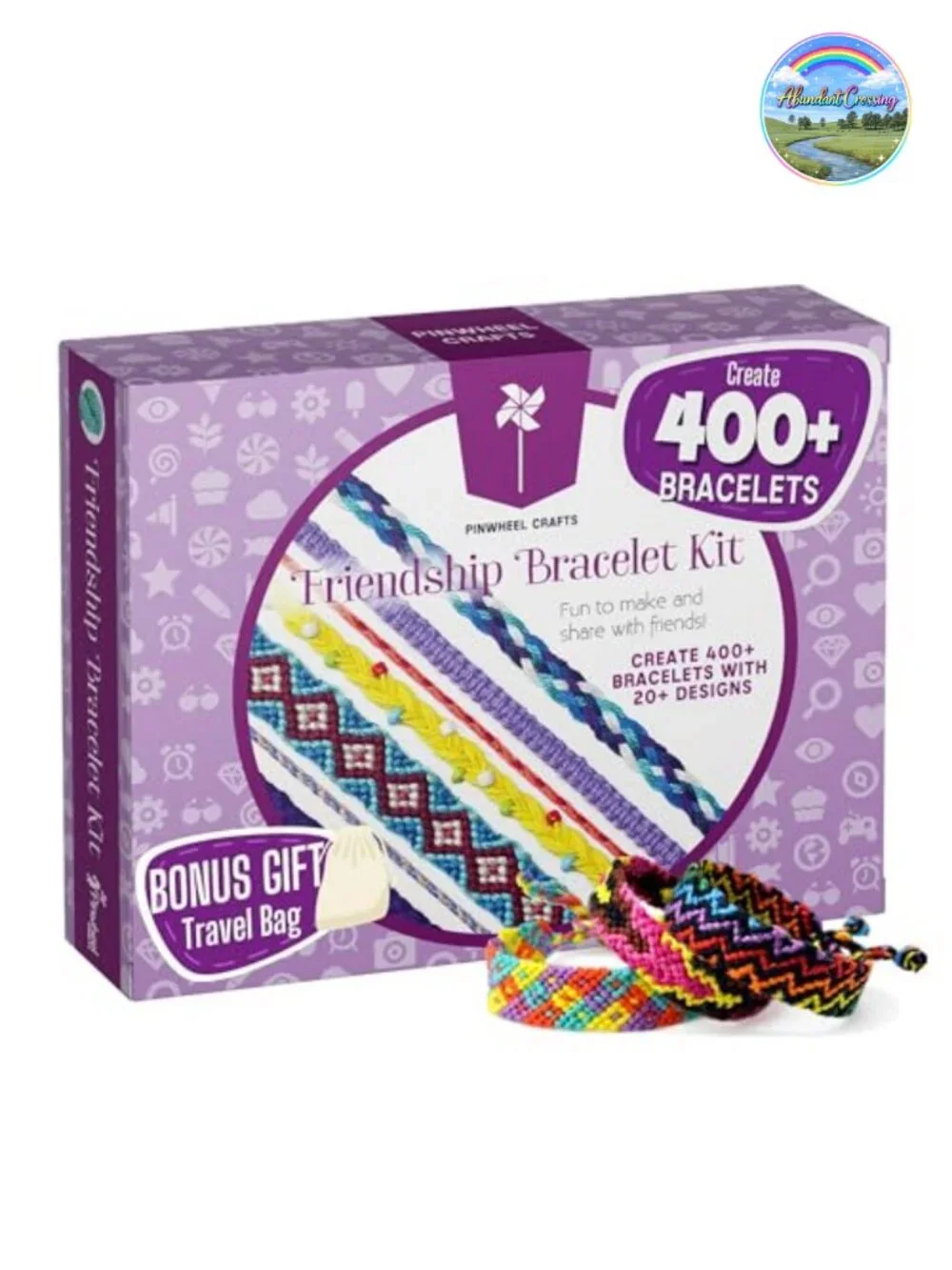 Friendship Bracelet Kit with 100 Floss Threads, Metal Beads & Storage Bag